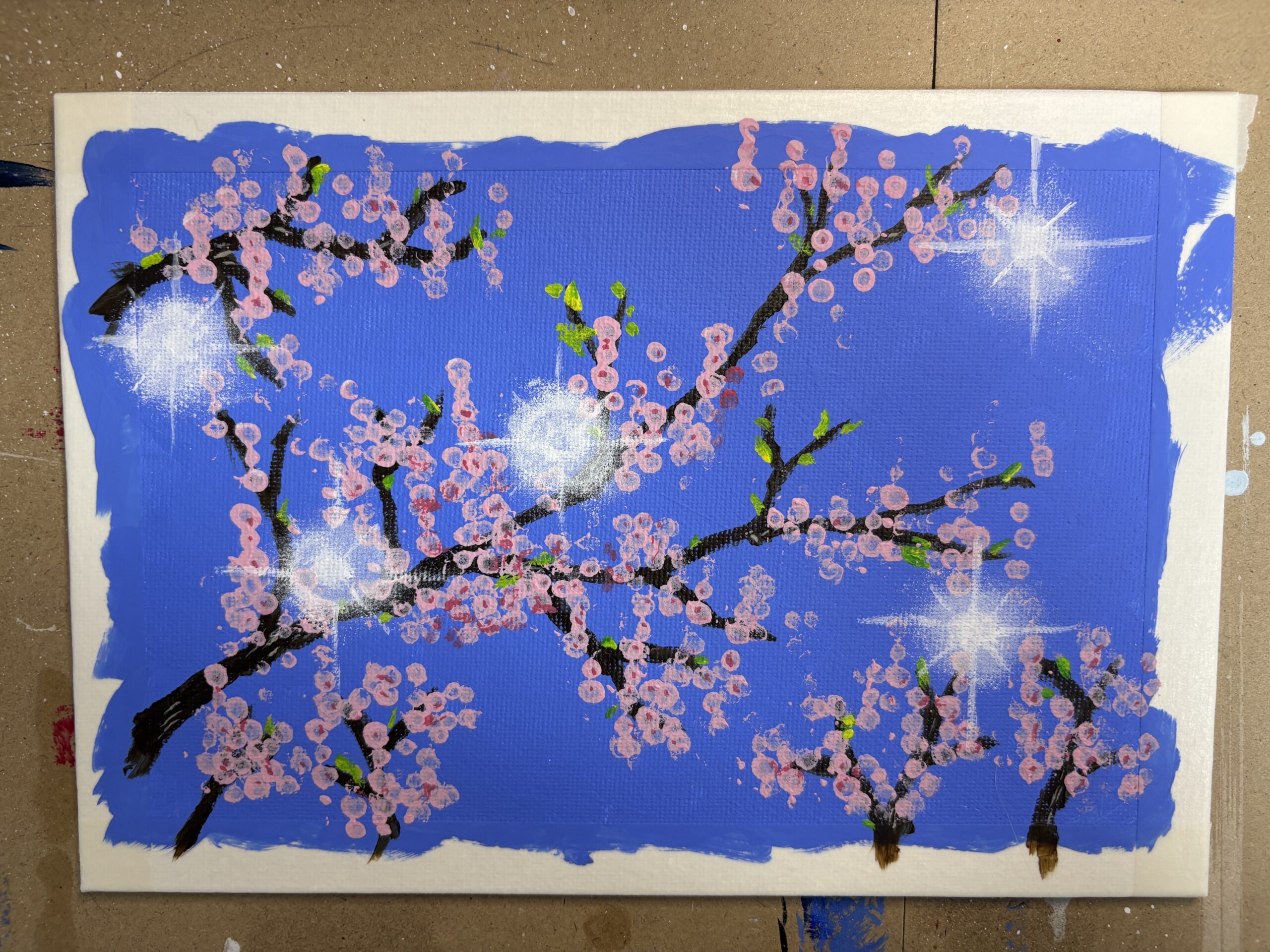 アクリル絵の具で「桜」の描き方【初心者】簡単5ステップとコツ3選