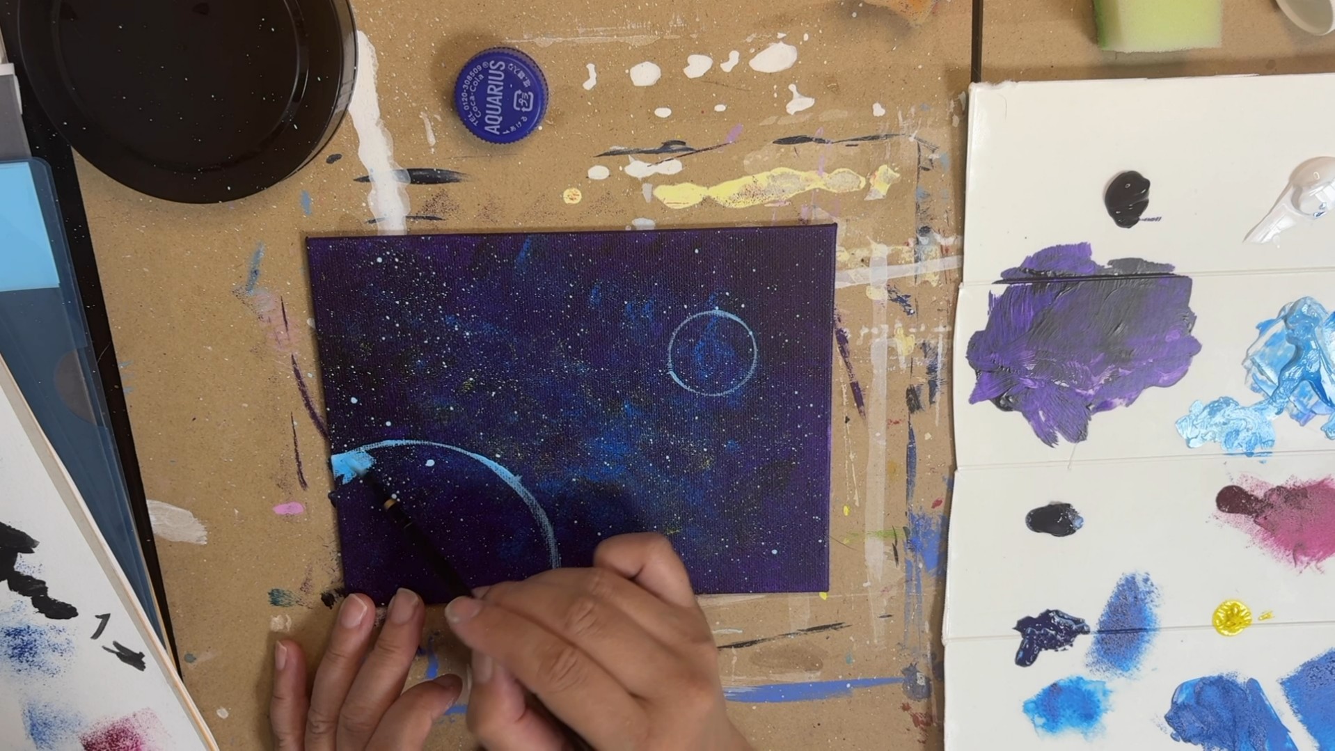 アクリル絵の具での「宇宙」の描き方【初心者】幻想的な銀河のコツ