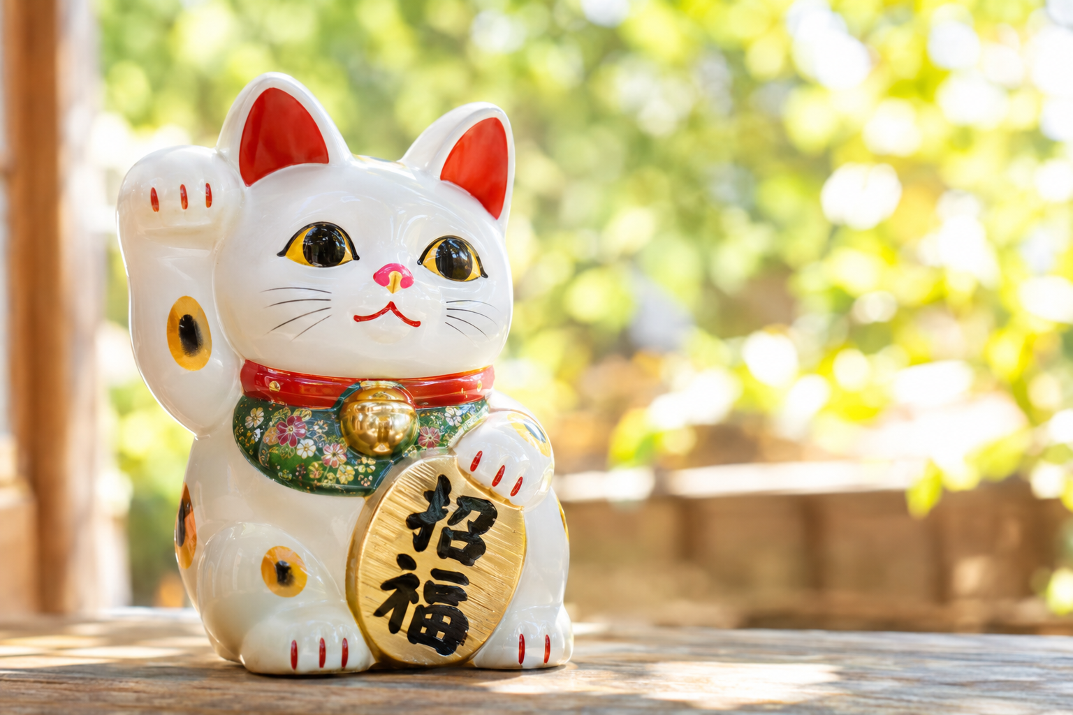 招き猫。縁起がよさそうなもの。明るいイメージで。